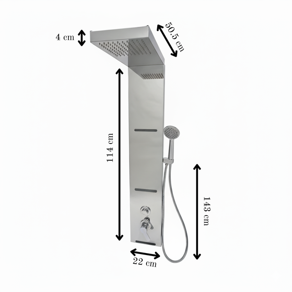 Shower Panel with Waterfall and Hand Shower