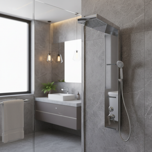 Shower Panel with Waterfall and Hand Shower