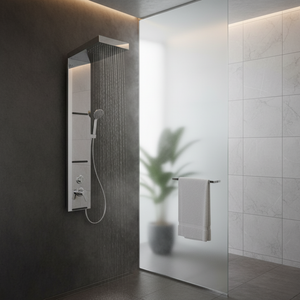 Shower Panel with Waterfall and Hand Shower