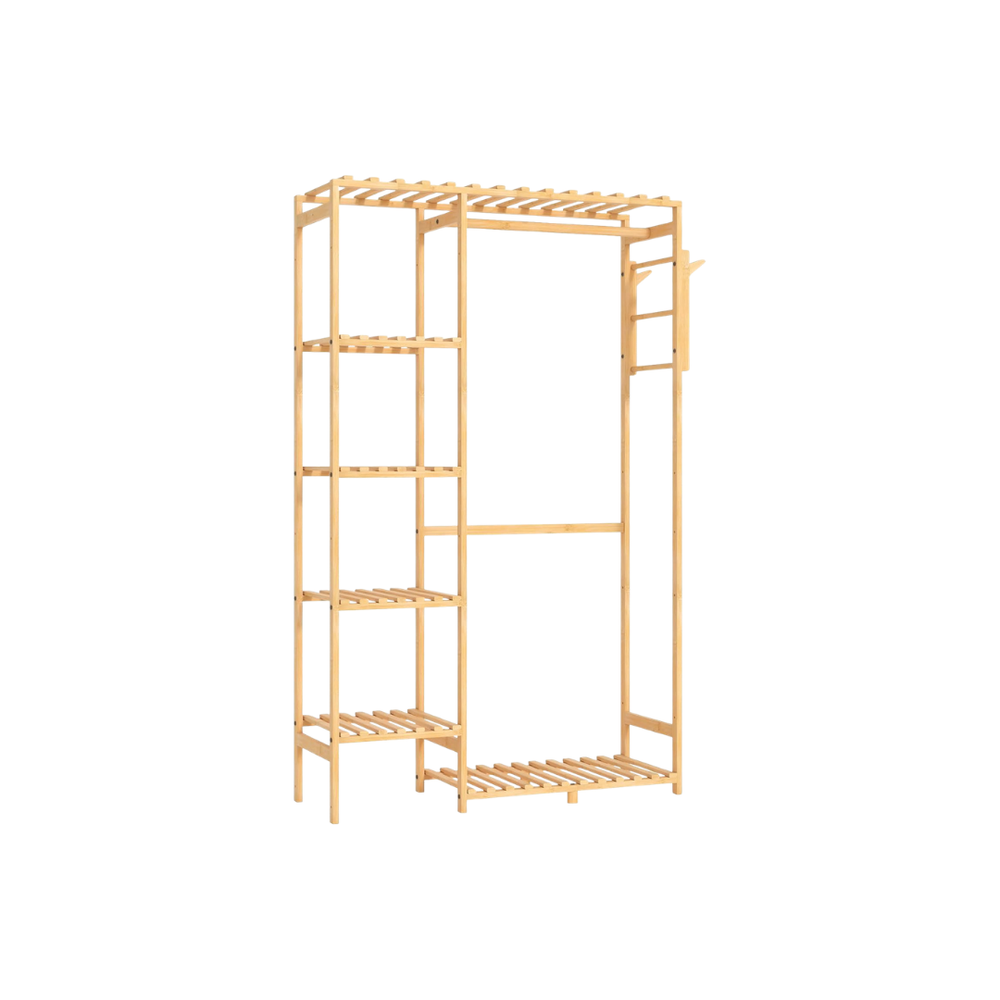 Bamboo Freestanding Garment Rack with Shelves