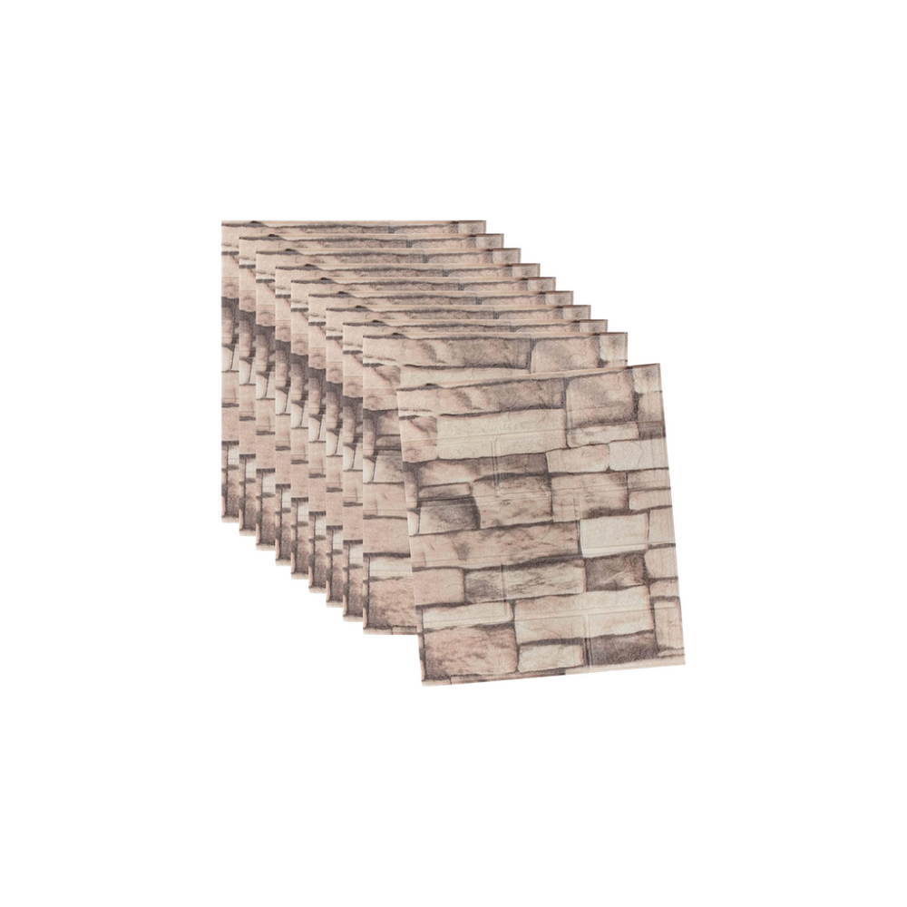 3D Stone-Look Wall Sticker Panels - 6 Pack (3.234 m²)