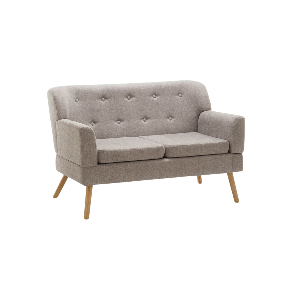 Grey Linen Double Couch - 2 Seater Sofa