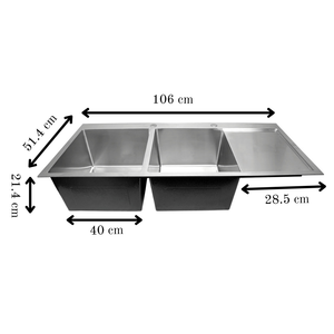 Vita Double Bowl Sink with Drainboard