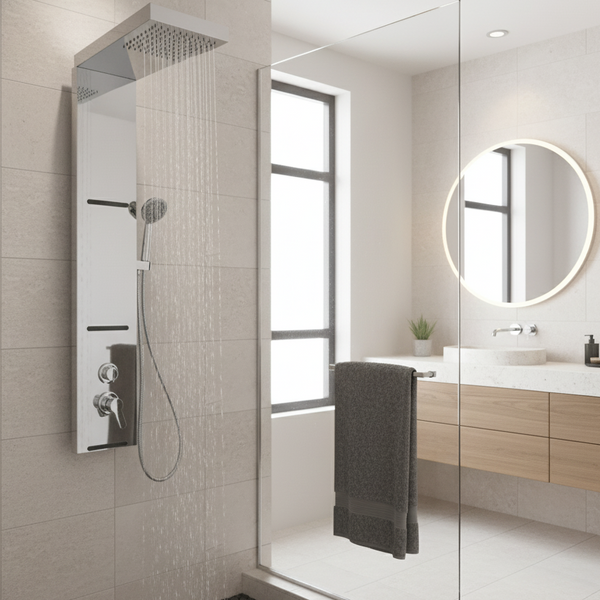 Shower Panel with Waterfall and Hand Shower