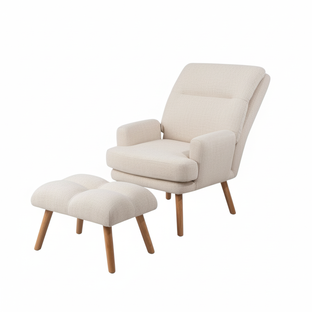 Reclining Linen Armchair & Ottoman
