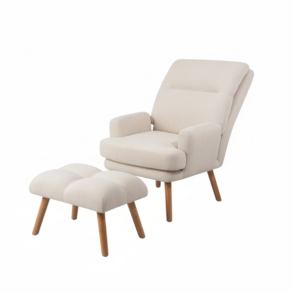 Reclining Linen Armchair & Ottoman