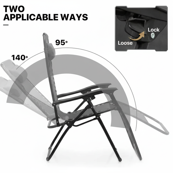 Adjustable Recliner/Lounger Zero Gravity Chairs - Set of 2