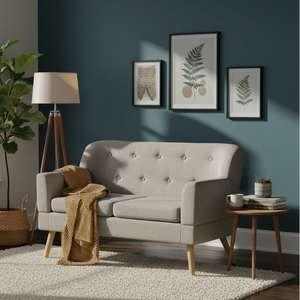 Grey Linen Double Couch - 2 Seater Sofa