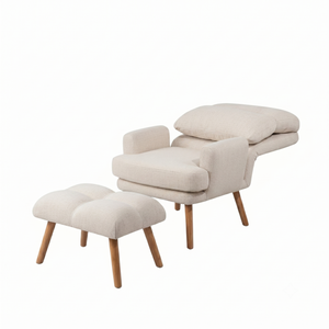 Reclining Linen Armchair & Ottoman