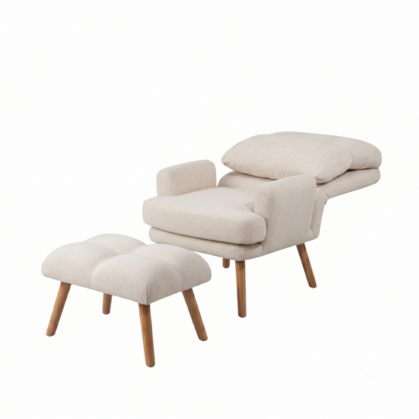 Reclining Linen Armchair & Ottoman