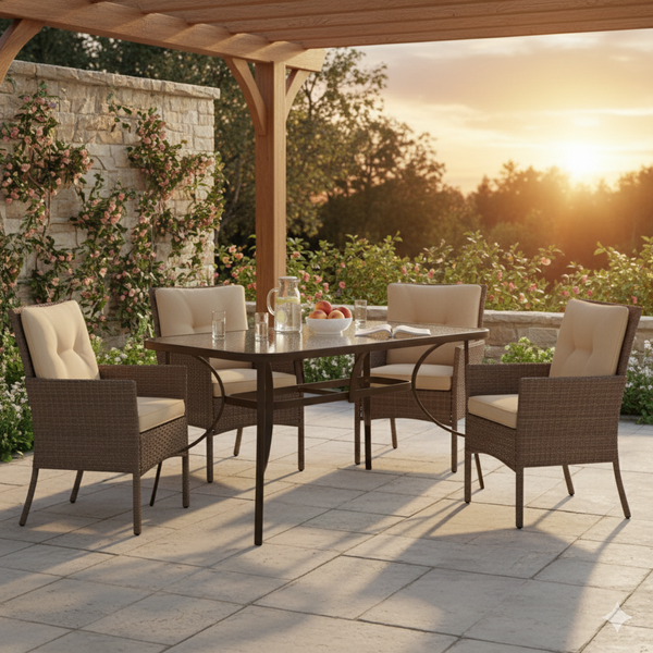 Glass-Top Patio Dining Table