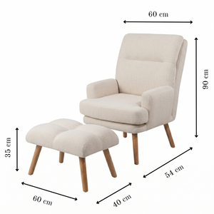 Reclining Linen Armchair & Ottoman