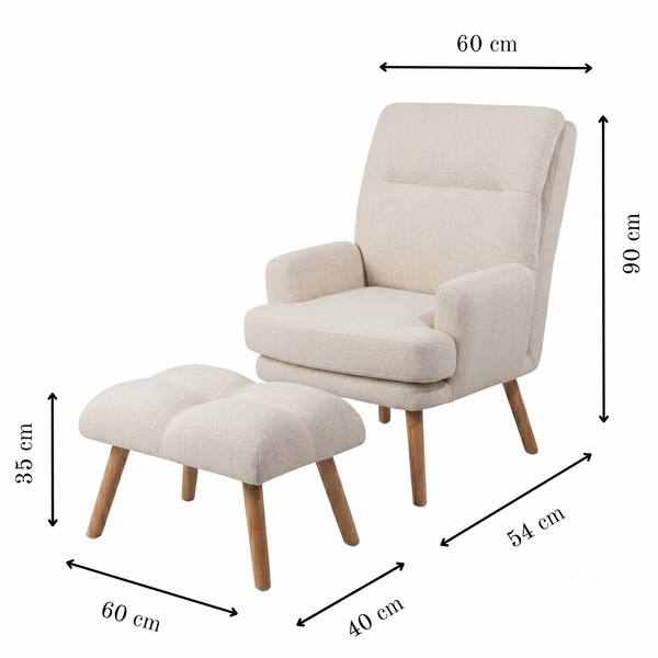 Reclining Linen Armchair & Ottoman