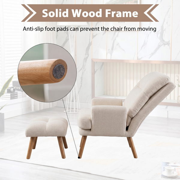Reclining Linen Armchair & Ottoman