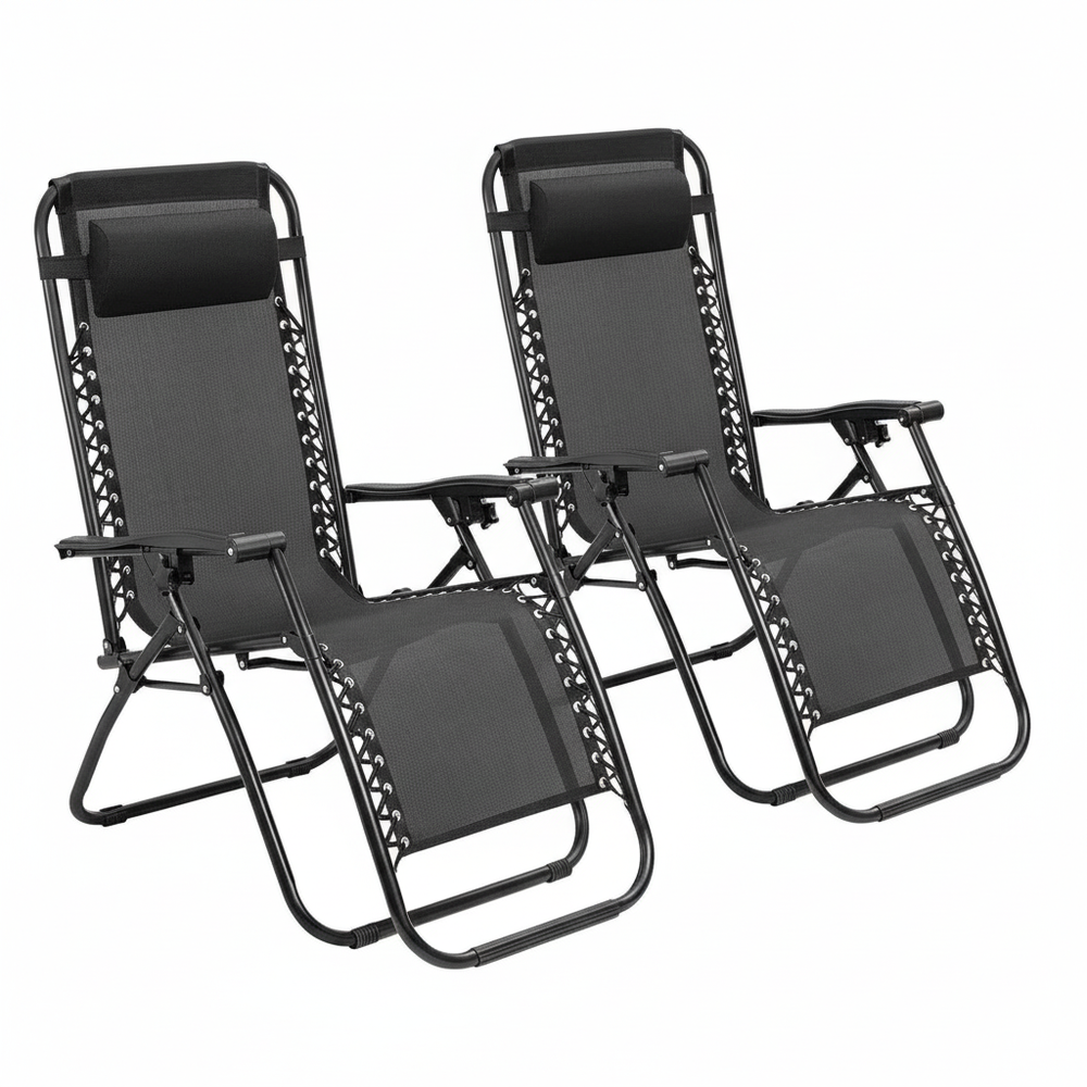 Adjustable Recliner/Lounger Zero Gravity Chairs - Set of 2