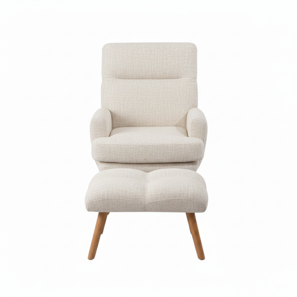 Reclining Linen Armchair & Ottoman