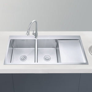 Vita Double Bowl Sink with Drainboard