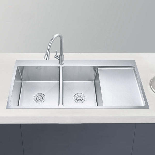 Vita Double Bowl Sink with Drainboard
