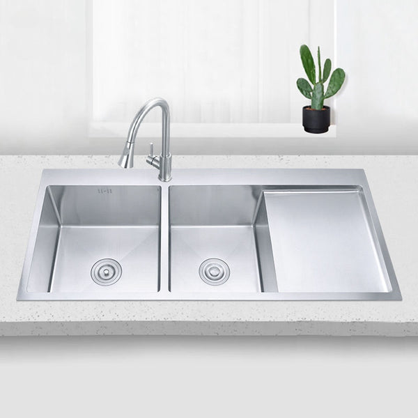 Vita Double Bowl Sink with Drainboard