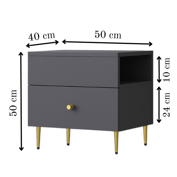 Aurum Charcoal Grey Night Stand