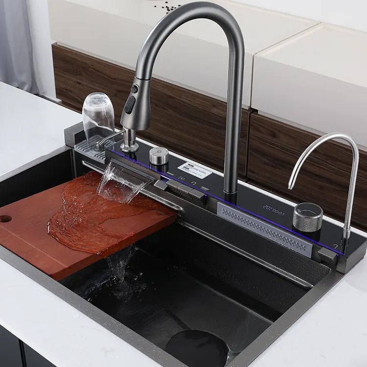 Sink Control System Modern Multi-Functional Kitchen Sink with LED & Temp Control