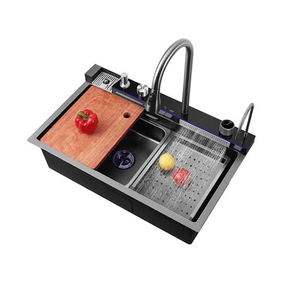 Functional Sinks Modern Multi-Functional Kitchen Sink with LED & Temp Control