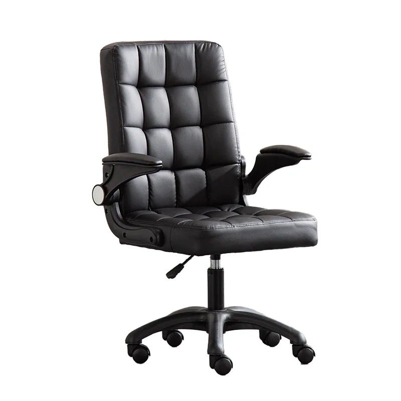 Tufted PU Leather Chair with Adjustable Flip-Up Armrests