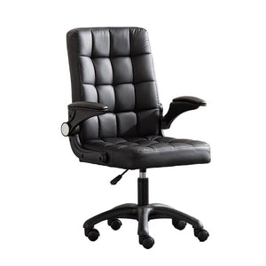 Tufted PU Leather Chair with Adjustable Flip-Up Armrests