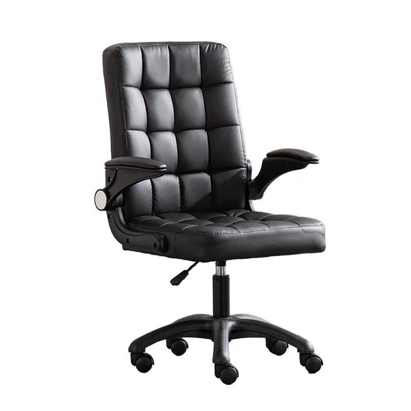 Tufted PU Leather Chair with Adjustable Flip-Up Armrests