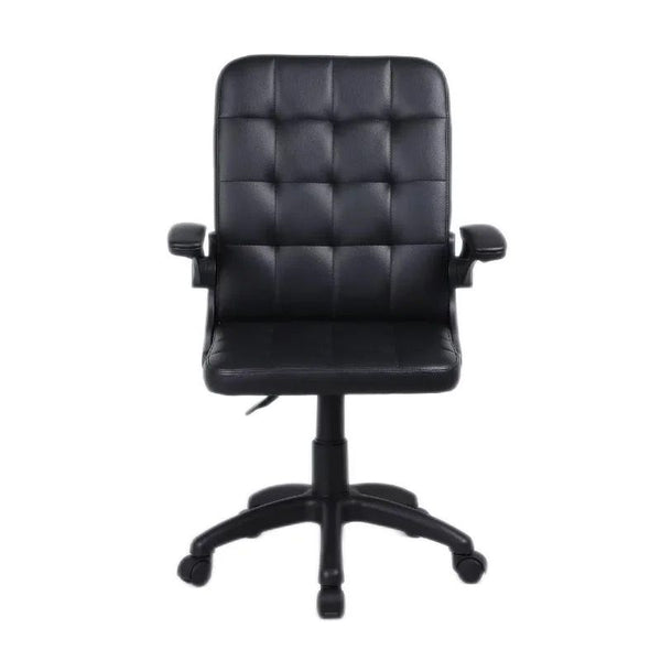 Tufted PU Leather Chair with Adjustable Flip-Up Armrests