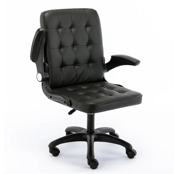 Tufted PU Leather Chair with Adjustable Flip-Up Armrests