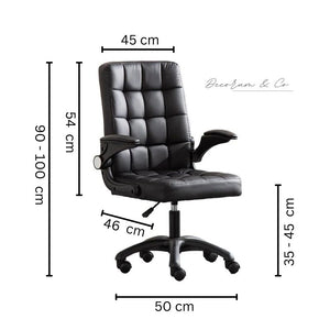 Tufted PU Leather Chair with Adjustable Flip-Up Armrests