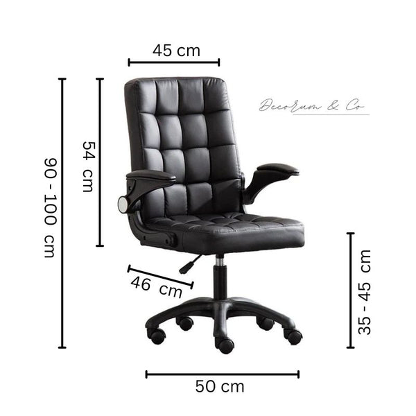 Tufted PU Leather Chair with Adjustable Flip-Up Armrests