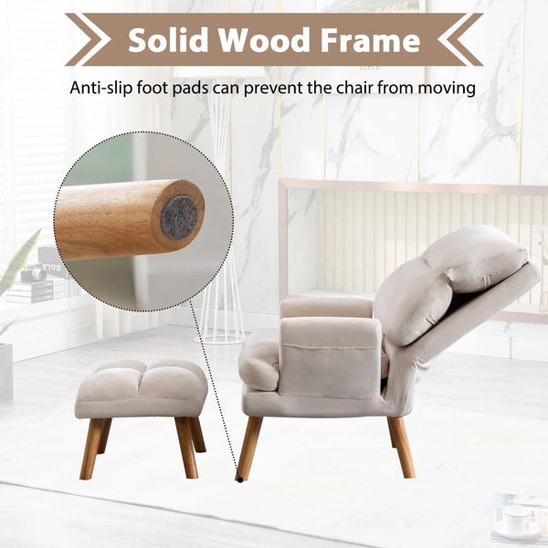 Reclining Linen Armchair & Ottoman