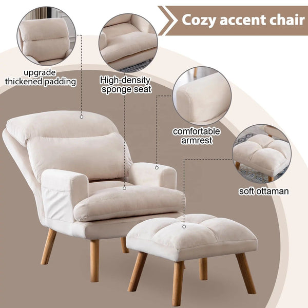 Reclining Linen Armchair & Ottoman