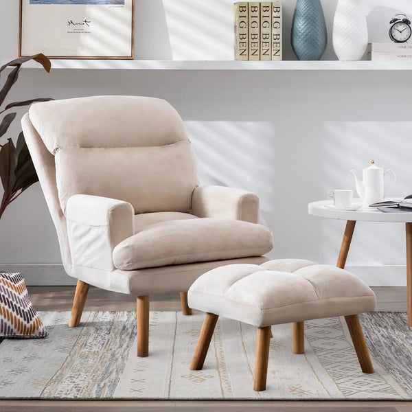 Reclining Linen Armchair & Ottoman
