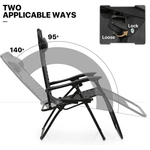 Adjustable Recliner/Lounger Zero Gravity Chairs (Set of 2)