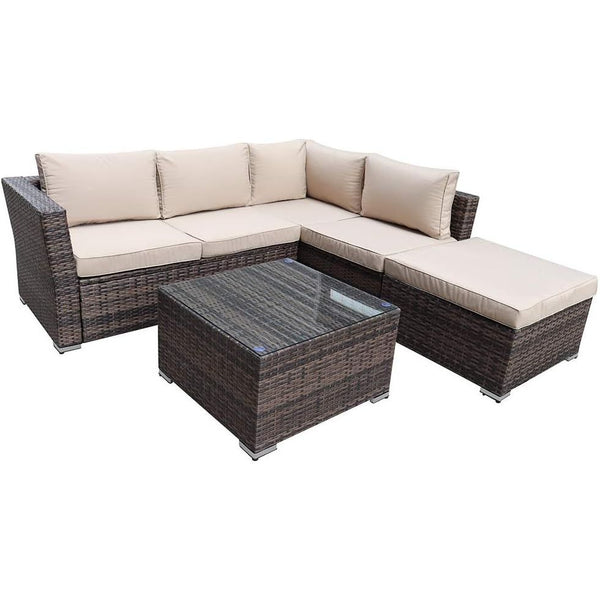 Verona 5-Seater Patio Sofa Set with Ottoman and Coffee Table