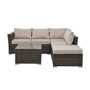 Verona 5-Seater Patio Sofa Set with Ottoman and Coffee Table