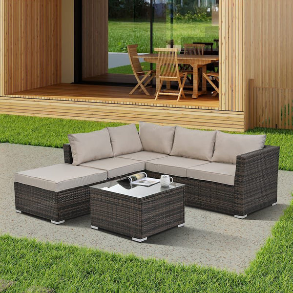 Verona 5-Seater Patio Sofa Set with Ottoman and Coffee Table