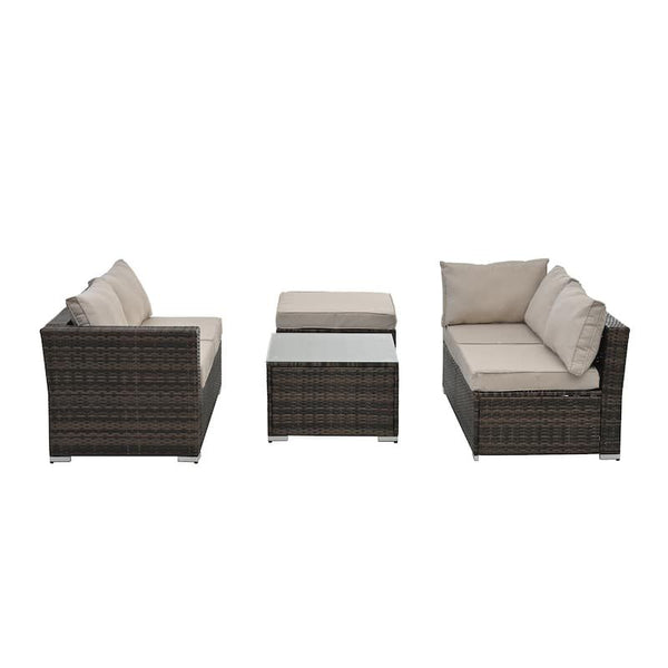 Verona 5-Seater Patio Sofa Set with Ottoman and Coffee Table