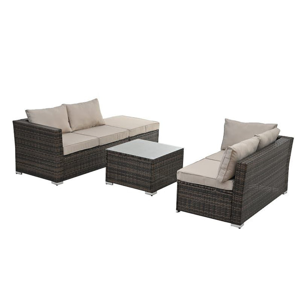 Verona 5-Seater Patio Sofa Set with Ottoman and Coffee Table