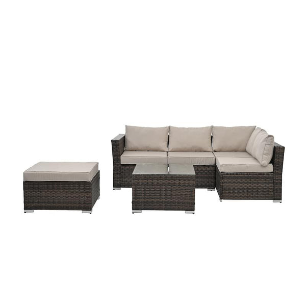 Verona 5-Seater Patio Sofa Set with Ottoman and Coffee Table