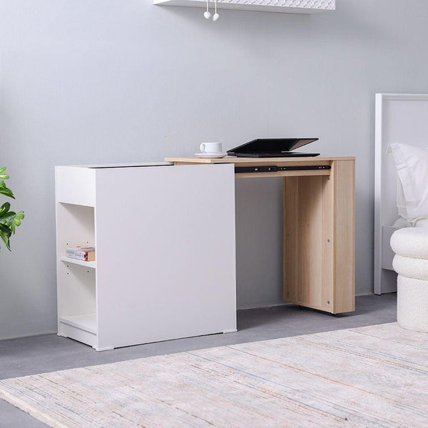 Averin Extendible Desk with Side Shelves