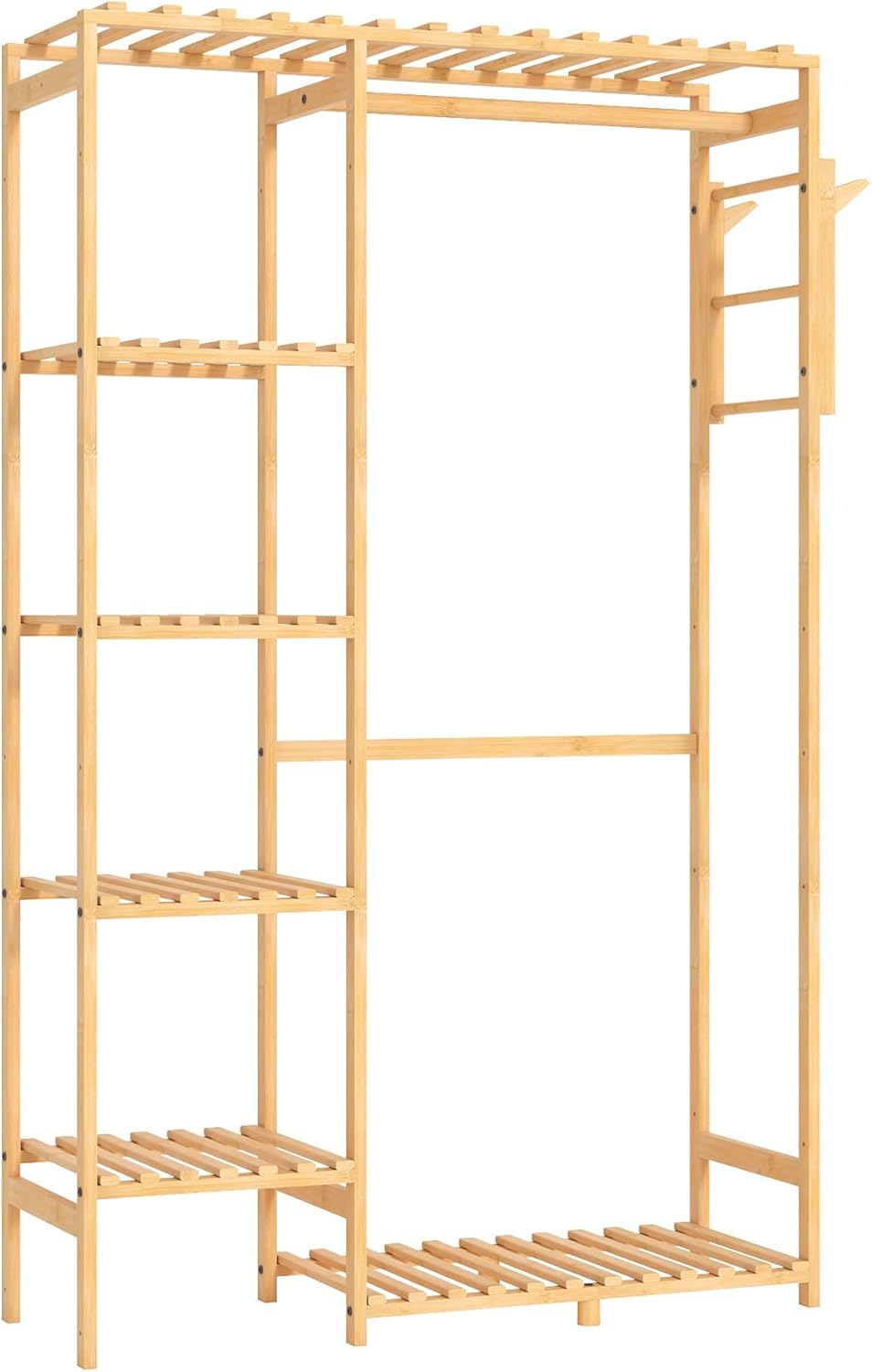 Bamboo Freestanding Garment Rack with Shelves