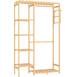 Bamboo Freestanding Garment Rack with Shelves