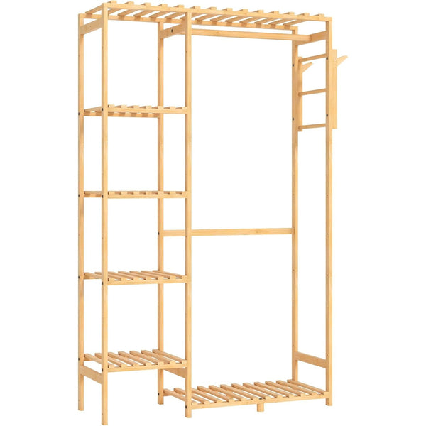 Bamboo Freestanding Garment Rack with Shelves