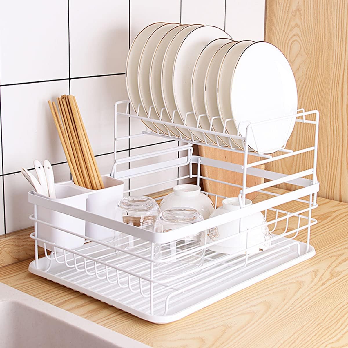 Alpine White 2-Tier Dish Drying Rack