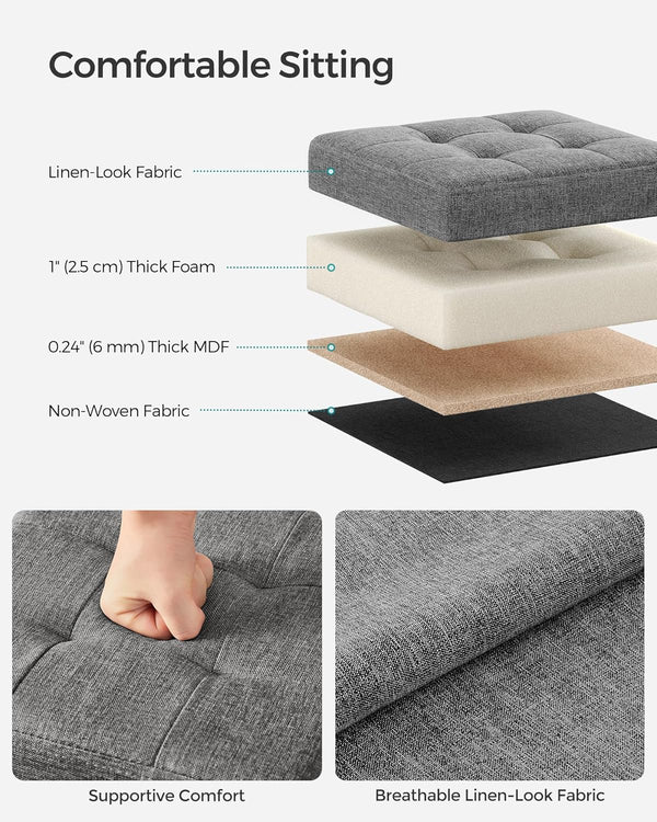 Foldable Tufted Ottoman Storage Box Set (Set of 3)
