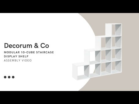 Modular 10-Cube Staircase Display Shelf